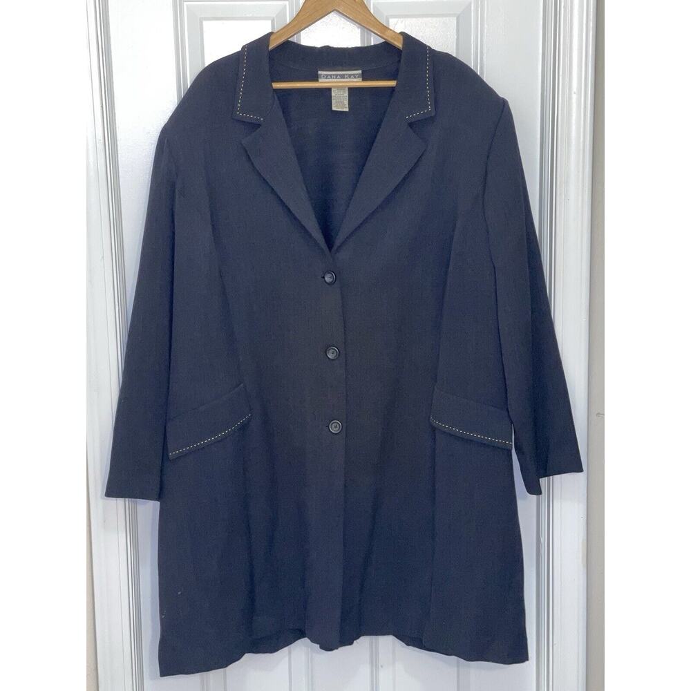 Dana Kay Women’s Dress Jacket Blazer Coat Black 3 Button Up Plus Size‎ 32W